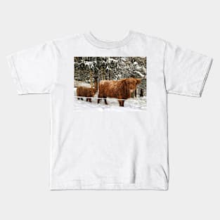 Scottish Highland Cattle Cow and Calf 1654 Kids T-Shirt